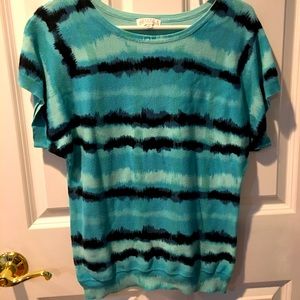 Joseph A top Turquoise with black design Size M